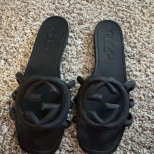 Gucci Black Logo Rubber Slides